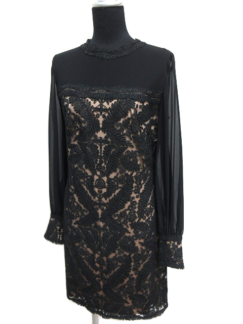 極美品 タダシショージ TADASHI SHOJI ジョーゼット 切替 レース 