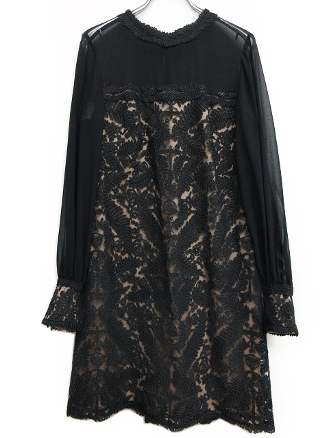極美品 タダシショージ TADASHI SHOJI ジョーゼット 切替 レース 