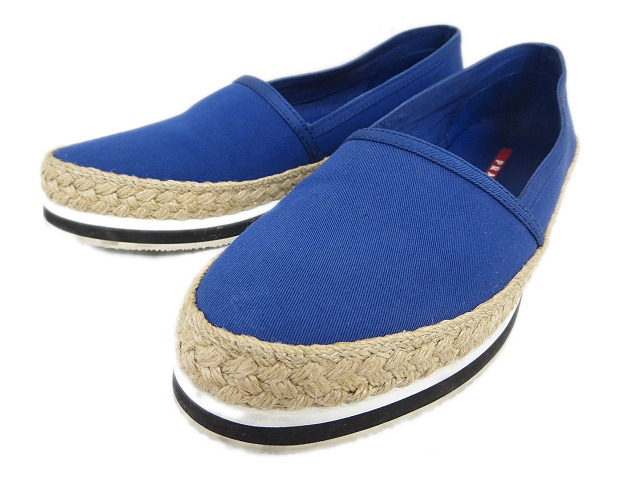 美品 プラダ PRADA エスパドリーユ キャンバス スリッポン 35