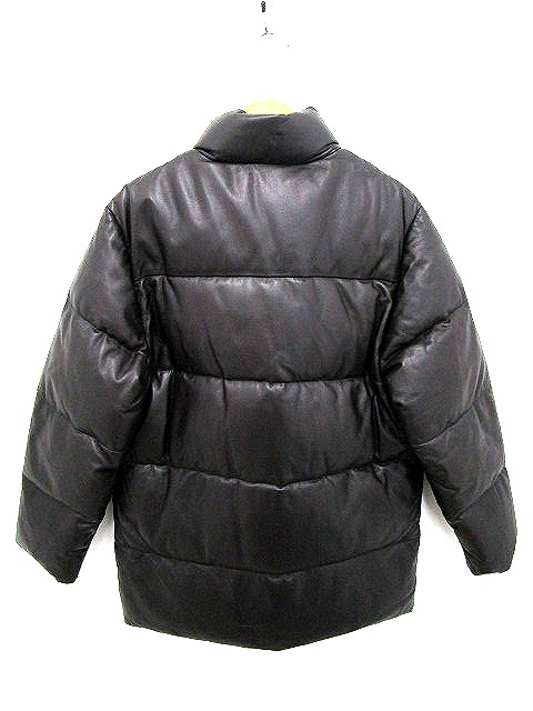 モンクレール MONCLER レザー ダウン ジャケット 焦げ茶 サイズ 1 茶 