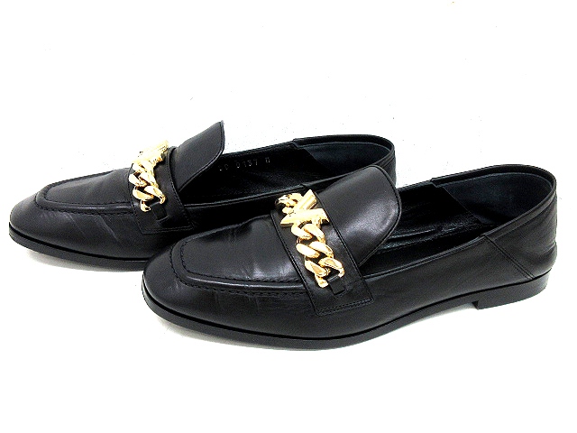 ルイヴィトン Louis Vuitton ローファー レザー シューズ チェーン 金具 Lv ロゴ 黒 ブラック サイズ 36 1 2 ゴールド 靴 くつ Sc0137 Ibs レディース 042 ベクトルパーク