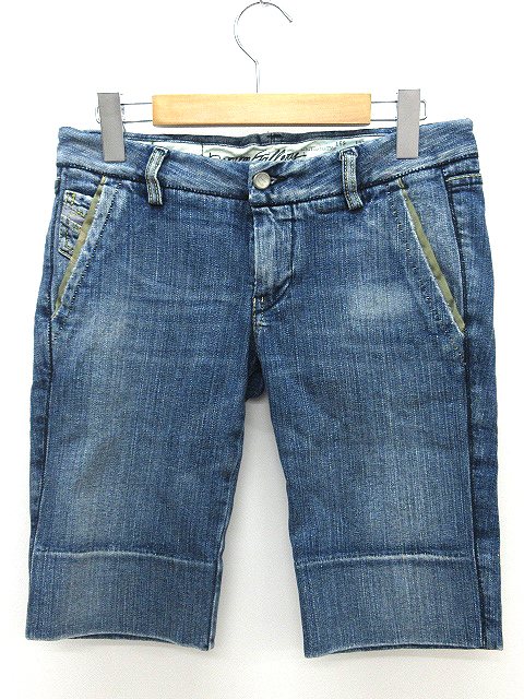 ディーゼル Diesel デニム ハーフ パンツ サイズ 26 インディゴブルー 刺繍 ダメージ加工 ストレッチ ジッパーフライ 国内正規品 ボトムス Mmm レディース 042 ベクトルパーク