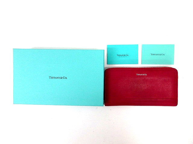 ティファニー TIFFANY & CO. 長財布 レザー 型押し ラウンド