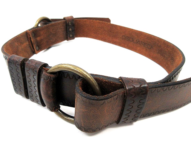 ディースクエアード DSQUARED2 レザー ベルト ロゴ 茶 ブラウン サイズ