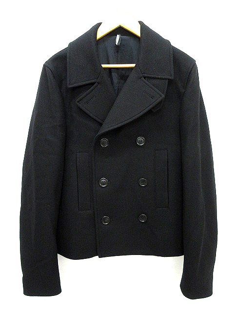 ディオールオム Dior HOMME ウール ピーコート ショート 黒 ブラック 