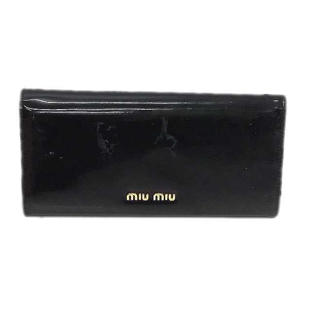 ミュウミュウ miumiu リボン 長財布 エナメル パテントレザー 光沢 