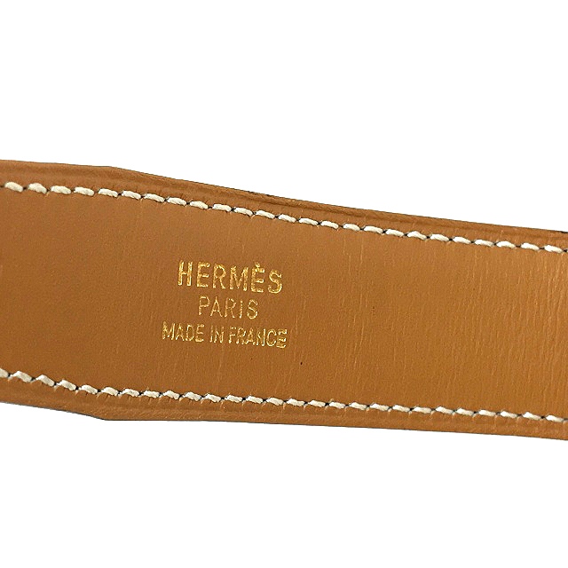 HERMES ブラウンレザーベルト HERMES エルメス 馬車ロゴ リバーシブル レザー ベルト ブラウン