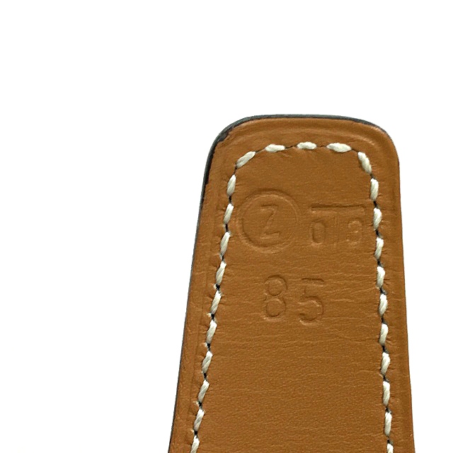エルメス HERMES レザー ベルト 黒 茶 GPバックル 革 ○Z サイズ