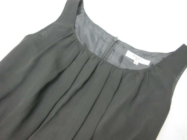 ナチュラルビューティーベーシック Natural Beauty Basic シフォン シルク混 無地 ノースリーブ ワンピース 結婚式 二次会 黒 ブラック S レディース 045 ベクトルパーク