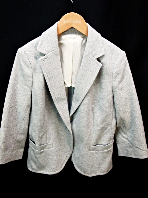 ユニクロ Uniqlo 無地 7分袖ジャケット グレー 灰 M レディース 045 ベクトルパーク