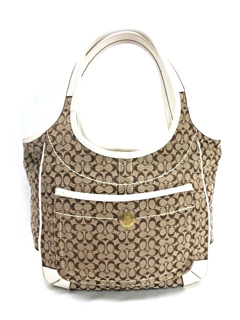 極美品 コーチ ハンドバッグ レザー パンチング チャーム ロゴ刻印 COACH(コーチ) ハンドバッグ美品 ミニシグネチャー柄,エルゴ 黒