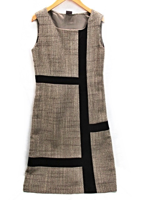 ヤンガニー Yangany ウール混 ベロア調切り替えノースリーブワンピース 茶 ブラウン 38 レディース 045 ベクトルパーク