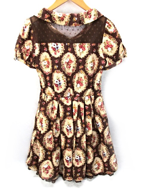 リズリサ LIZ LISA ドット柄チュール切り替え 花柄ミニワンピース  