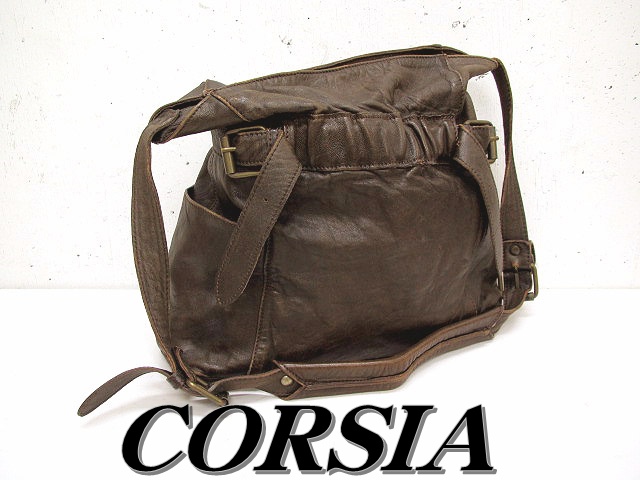 コルシア CORSIA レザーショルダーバッグ 茶 ‡ 【中古】 046 
