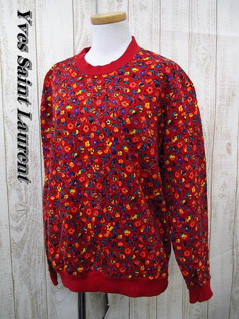 イヴサンローラン YVES SAINT LAURENT 長袖 花柄 スウェット 赤 160  