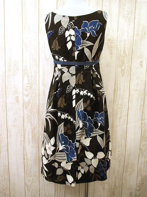 ストロベリーフィールズ Strawberry Fields 花柄ノースリーブワンピース 黒 中古 046 ベクトルパーク