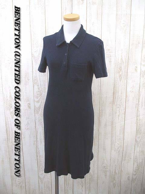 ユナイテッド カラーズ オブ ベネトン Benetton United Colors Of Benetton 半袖ニットワンピース 紺 S 中古 046 ベクトルパーク