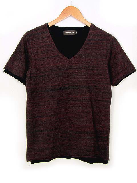サムマイトセイ Some Might Say Tシャツ 総柄 2枚重ね Vネック エンジ黒 M メンズ 046 ベクトルパーク サムマイトセイ Some Might Say Tシャツ 総柄 2枚重ね Vネック エンジ黒 M メンズ 046 ベクトルパーク