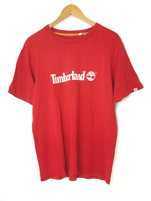 ティンバーランド Timberland 半袖 Tシャツ ロゴ 文字 プリント カットソー 赤 L メンズ 046 ベクトルパーク
