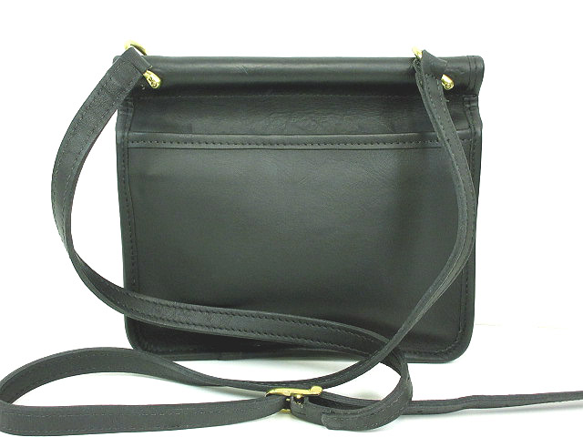 Jack Georges 黒いレザーショルダーバッグ ジャックジョージズ JACK GEORGES 本革 ショルダーバッグ 黒 USA