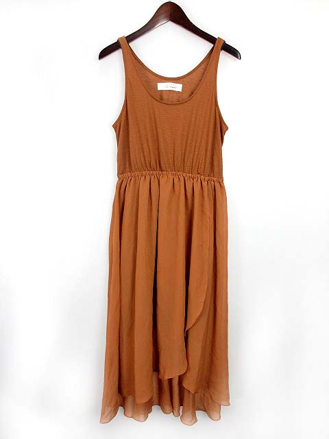 スナイデル Snidel ワンピース F 茶 ブラウン ポリエステル 切替 スカート プリーツ アシンメトリー W レディース 048 ベクトルパーク