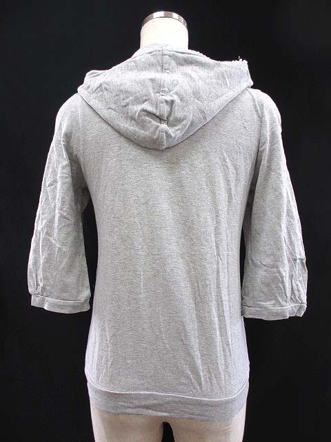 フランシュリッペ Franche Lippee パーカー M 灰 グレー コットン フード付き 5分袖 薄手 ジップアップ レディース 048 ベクトルパーク