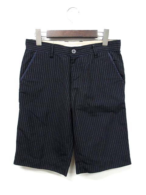 ローリーズファーム Lowrys Farm ハーフ パンツ M 紺 ネイビー ポリエステル ストライプ シンプル W レディース 048 ベクトルパーク