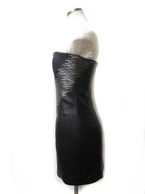 ディースクエアード Dsquared2 ワンピース 38 黒 ブラック 羊革 ラムレザー シープスキン ベア チューブトップ ドレス S72cu0415 Sx8131 17ss レディース 048 ベクトルパーク