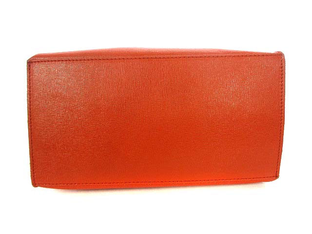 フルラ FURLA MUSA ハンド バッグ オレンジ レザー シンプル スクエア 