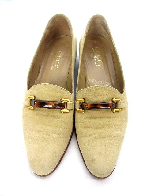 グッチ GUCCI バンブー ローファー 6 1/2 B 23.5cm ベージュ 