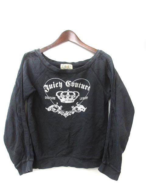 ジューシークチュール Juicy Couture トレーナー M 黒 ブラック プリント 長袖 レディース 048 ベクトルパーク