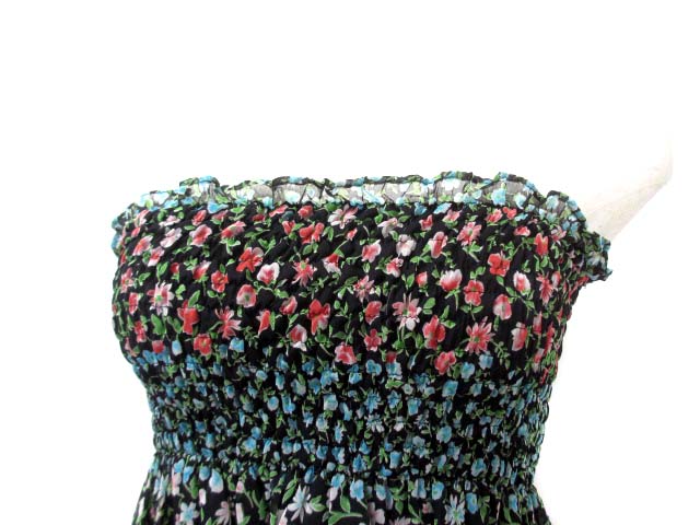 シンゾーン Shinzone My Dartagnan ワンピース 38 M 黒 ブラック ポリエステル ベア チューブトップ 花柄 レディース 048 ベクトルパーク