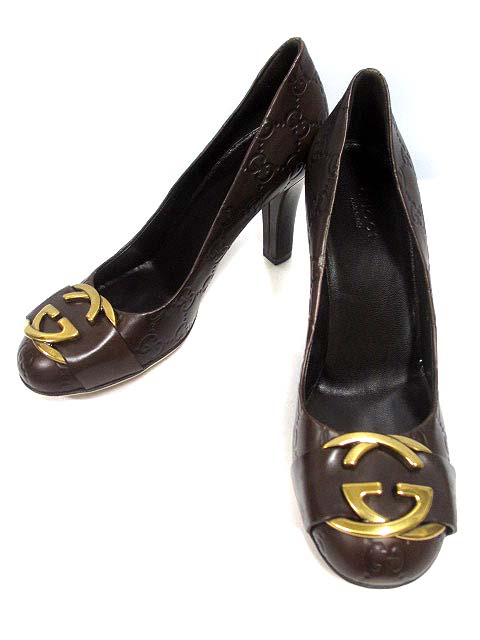 グッチ GUCCI 225345 パンプス GG金具 GGシマ ハイヒール EU36 