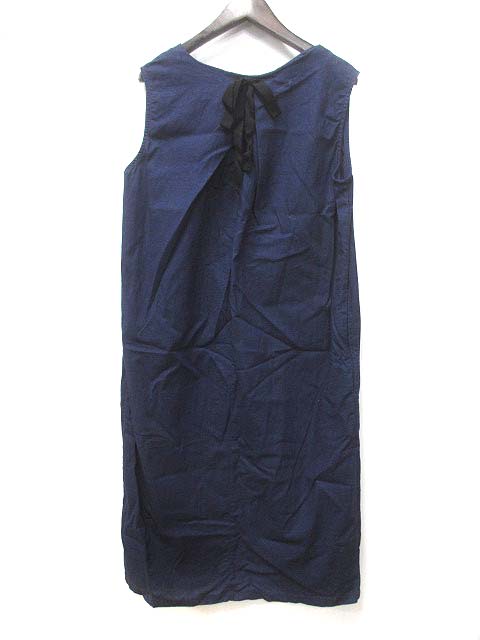 コエ Koe ワンピース M 紺 ネイビー リネン ノースリーブ ミモレ 無地 シンプル リボン レディース 048 ベクトルパーク