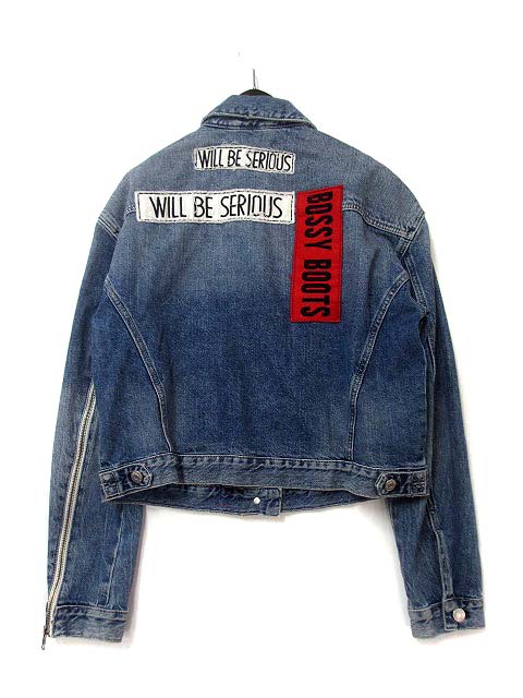 ザラ トラファルック Zara Trafaluc デニム ジャケット Eur Xs インディゴ ワッペン Gジャン ジージャン レディース