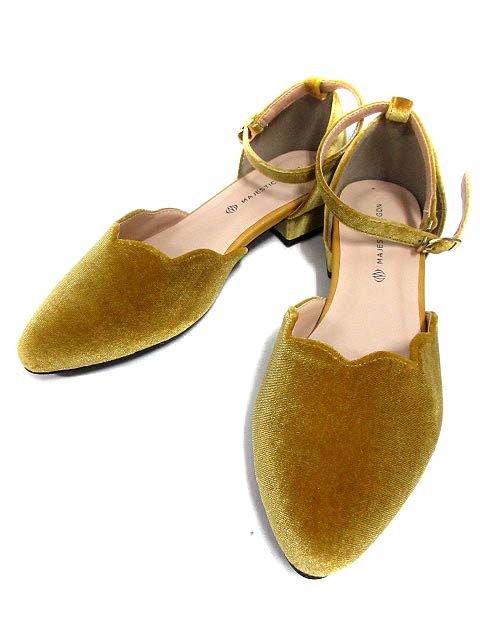 マジェスティックレゴン Majestic Legon パンプス M マスタード ベロア アンクルストラップ アーモンドトゥ レディース 048 ベクトルパーク