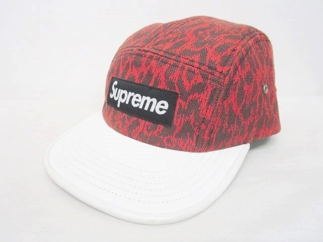 シュプリーム SUPREME 13SS Leopard Leather Visor Camp Cap キャンプキャップ 帽子 レザー レオパード ヒョウ柄 赤 白 1017 メンズ 049-901810170005