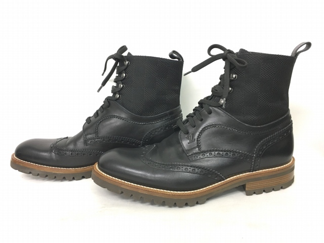 ルイヴィトン LOUIS VUITTON ショートブーツ シューズ ダミエ 切替  