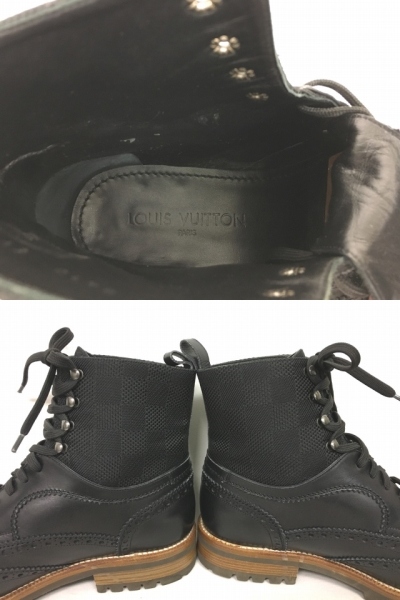 ルイヴィトン LOUIS VUITTON ショートブーツ シューズ ダミエ 切替  