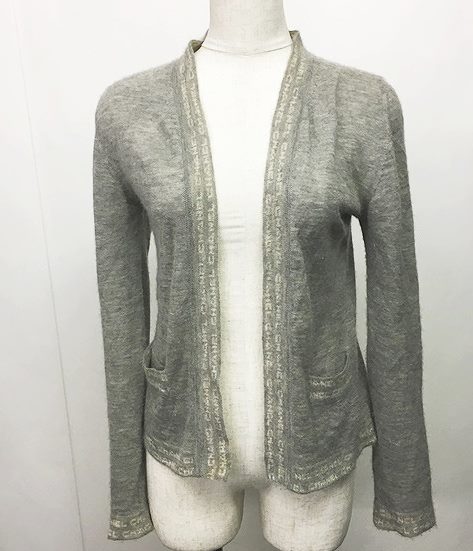 CHANEL ニットカーディガン グレー 34