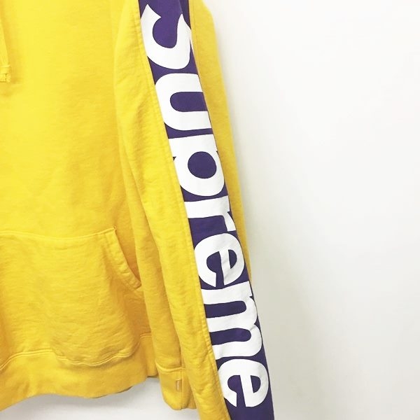 Supreme Sideline Hooded Sweatshirt 黄紫M