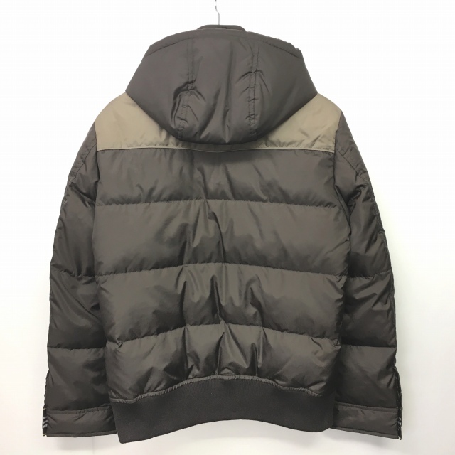 バーバリーブラックレーベル Burberry Black Label ダウンジャケット ダウンコート 切替 ロゴ 刺繍 裏地 ノバチェック フード 茶 ブラウン 系 L Mks 0516 メンズ 049 ベクトルパーク