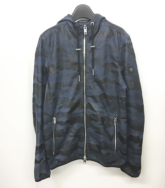ディーゼル DIESEL シープスキン レザー パーカー ジャケット ブルゾン 