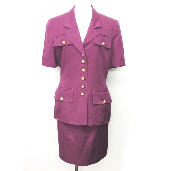 セリーヌ CELINE セットアップ スカートスーツ シルク 金ボタン  