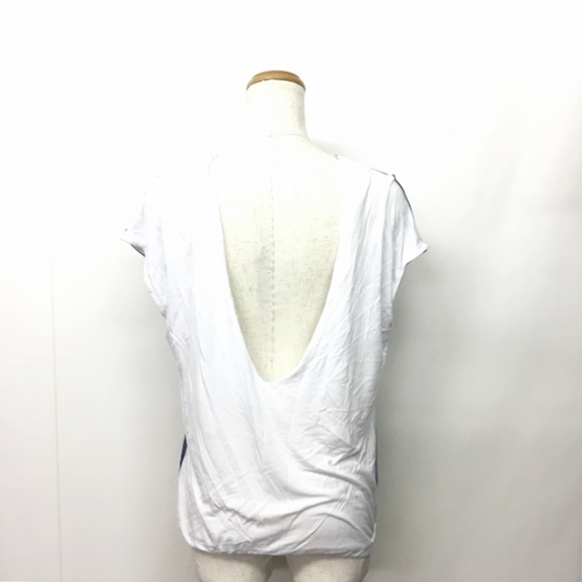 ディーゼル DIESEL 背中開き 半袖 カットソー Tシャツ プリント 白 青 