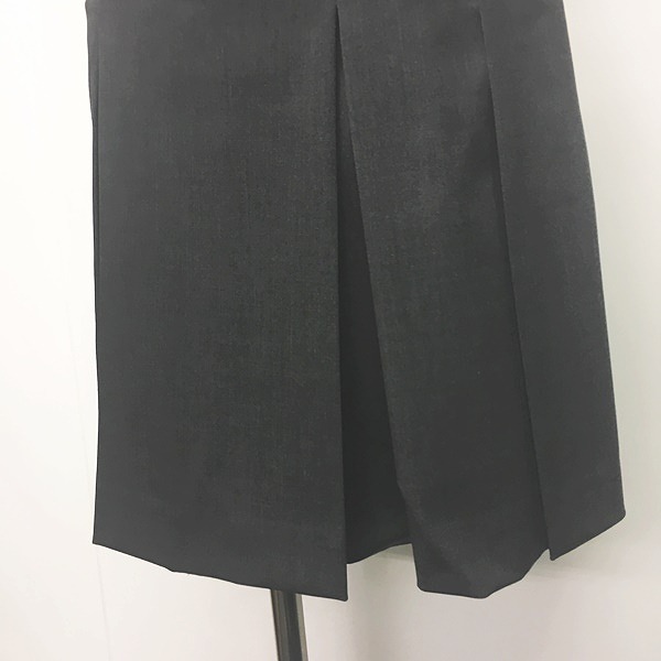 プラダ PRADA ベルト付き ミニ プリーツスカート ウール 灰 グレー 40 