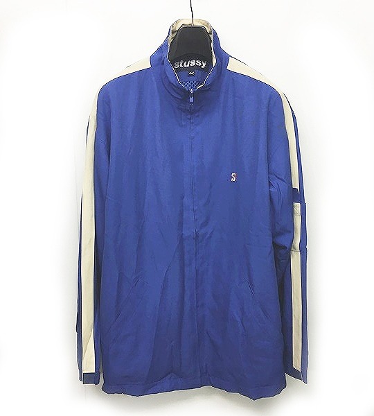 ステューシー STUSSY ナイロンジャケット ハイネック 青 ベージュ M 