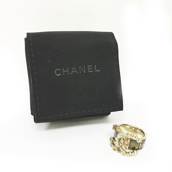 CHANEL シャネル リング B17S シャネル CHANEL 指輪 リング B17 ココマーク ラインストーン 金色