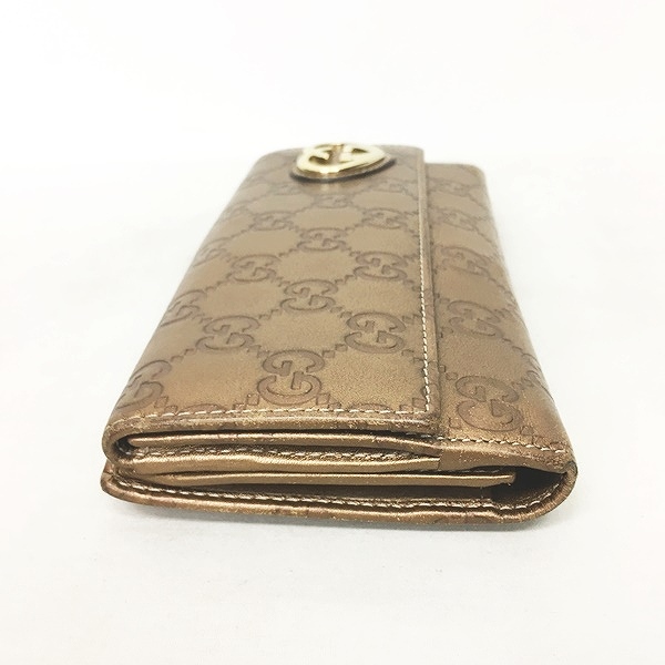 グッチ GUCCI ラブリーハート インターロッキングGハート グッチシマ Wホック 二つ折り長財布 ロングフォレット 茶 ブラウン 245723 IBS48 0213 レディース
