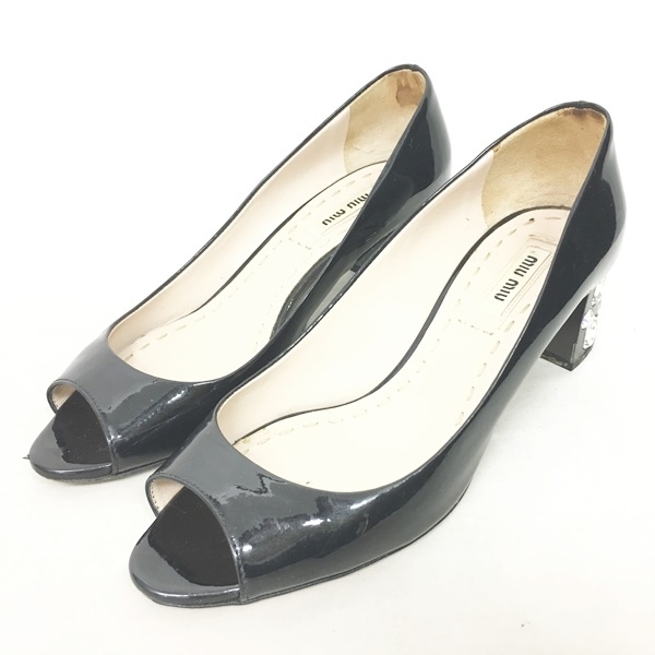 ミュウミュウ miumiu パンプス シューズ ビジュー ライン 